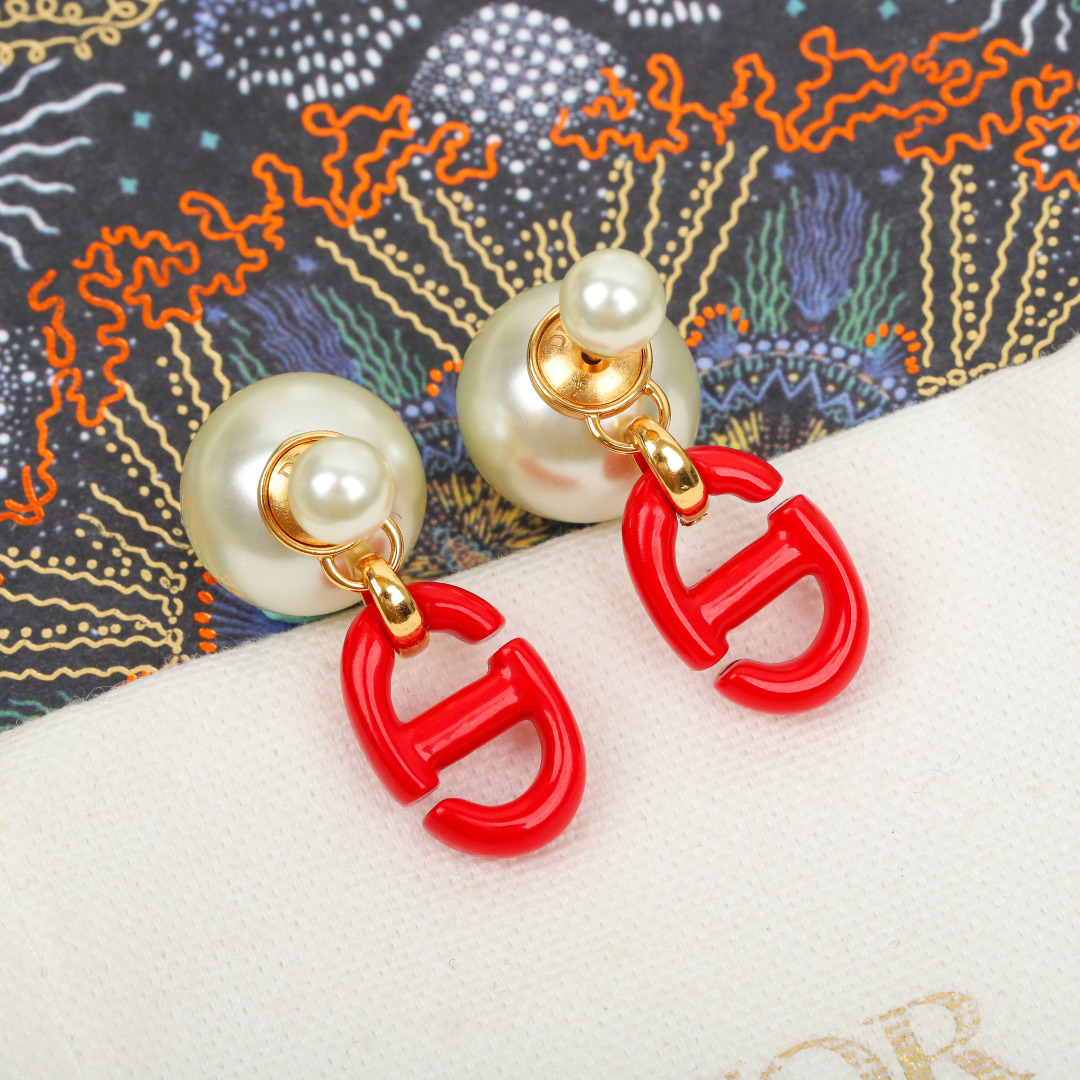 Dior Pearl Letter Earrings