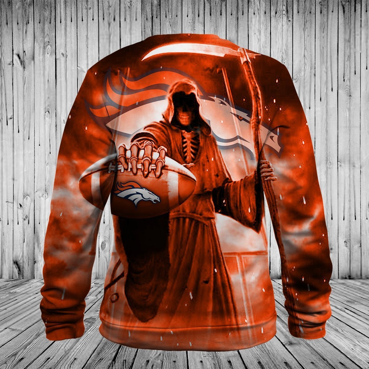 BRONCOS HOODIE DEATH SKULL 3D7