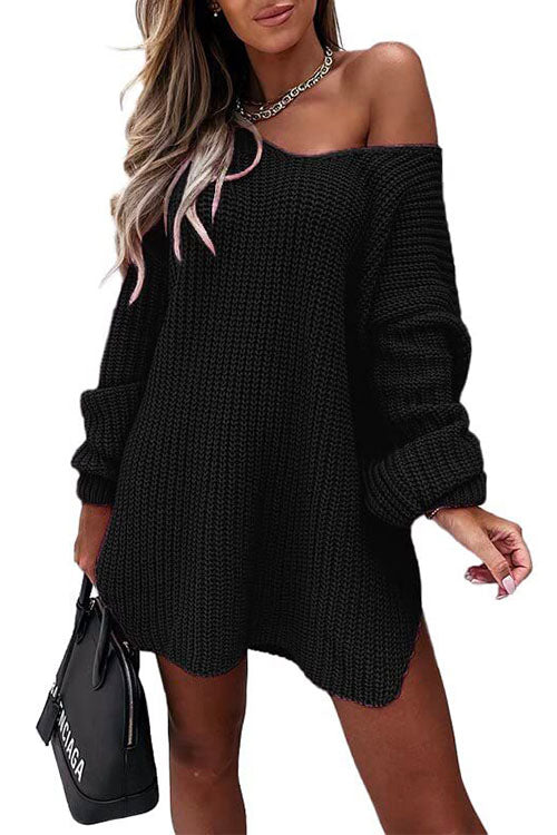 Heididress V Neck Lantern Sleeve Swing Sweaters