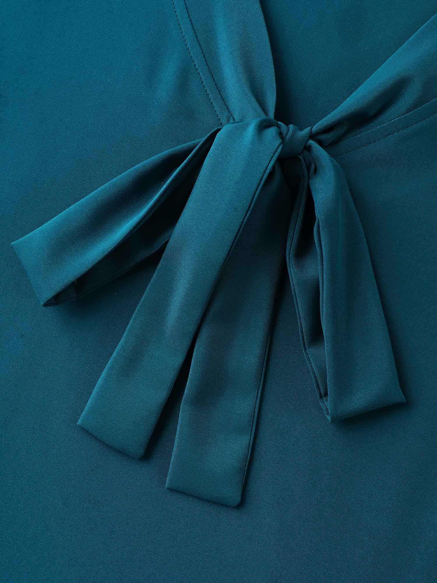 Ribbon Collar Double Lotus Sleeve Blouse