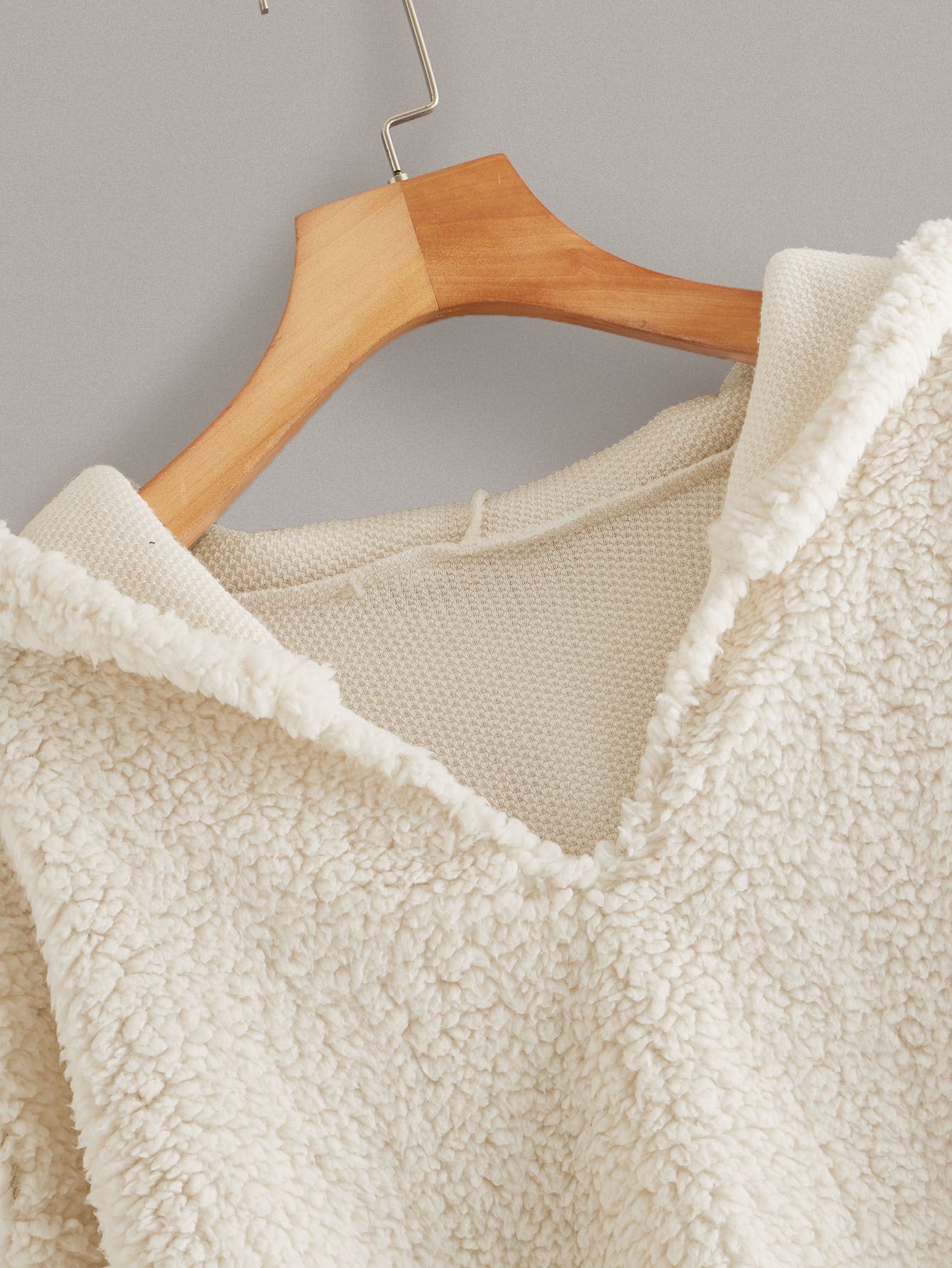 Drop Shoulder Hooded Teddy Sweatshirt
