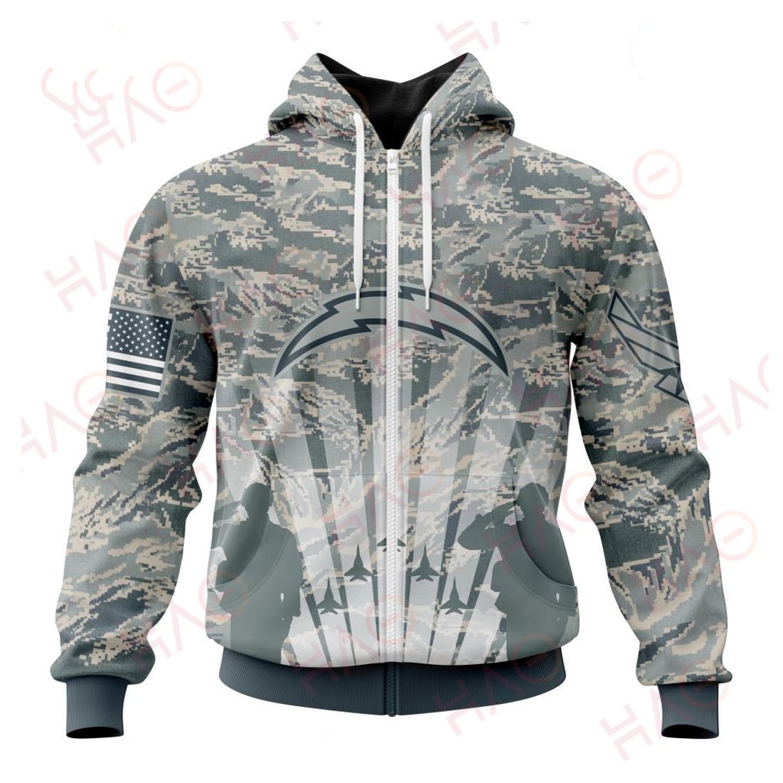 LOS ANGELES CHARGERS 3D HOODIE US AIR FORCE