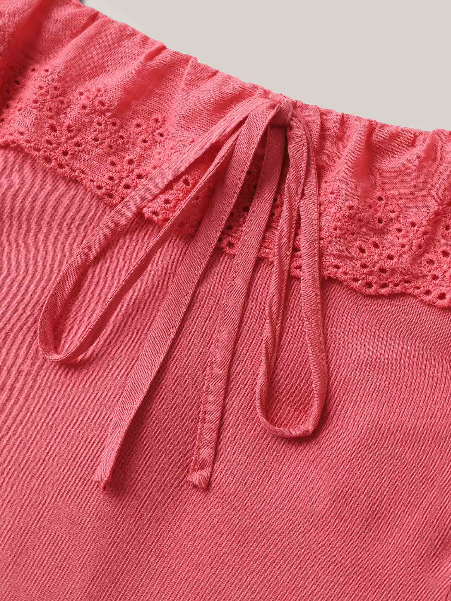 Rayon Lace Stretchy-Waist Midi Dress