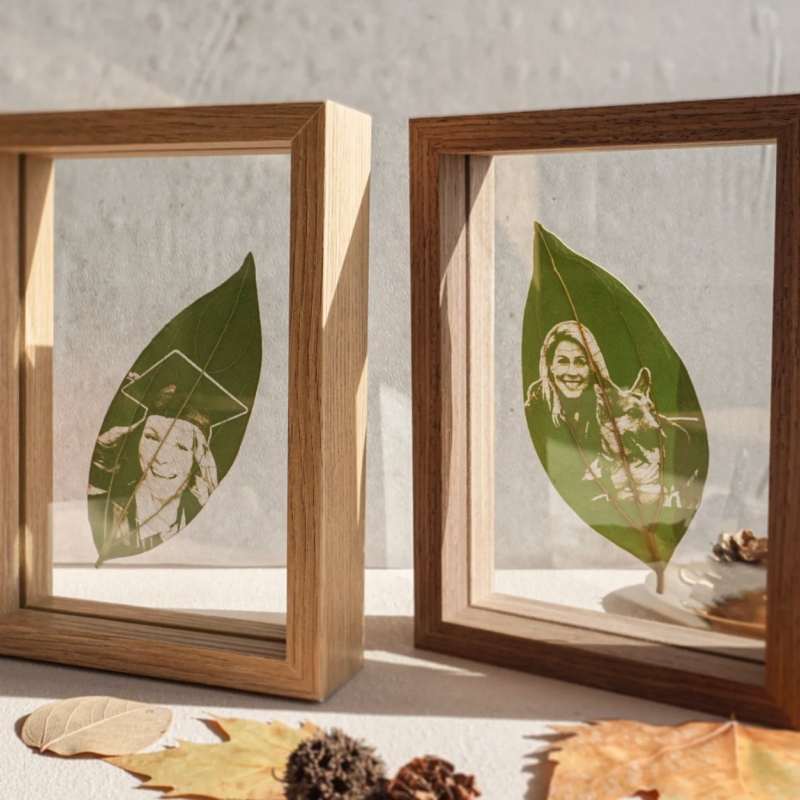 Handmade Customized Leaf Carving Photos Art