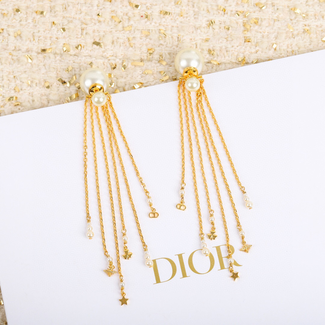 Dior Tassel Pearl Earrings