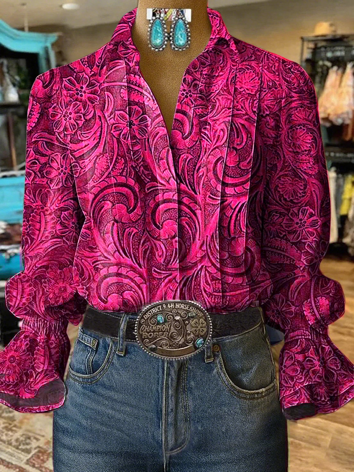 Women's Vintage Western Floral Shirt
