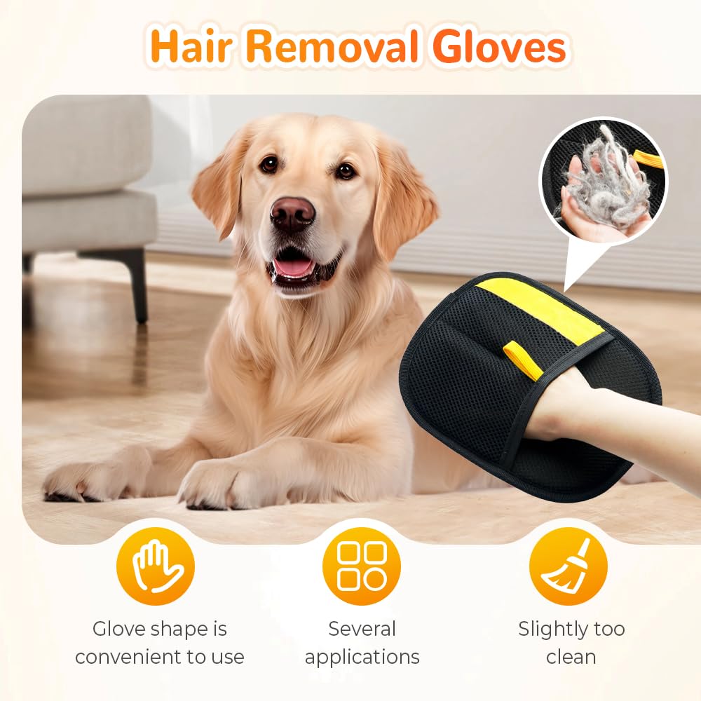 2Pcs Electrostatic Gloves Pet Hair Removal  Washable Reusable Dogs Cats Hair Gloves