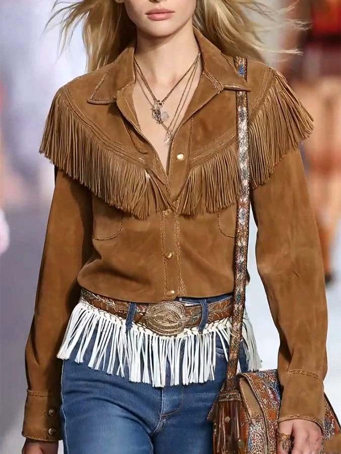 Women'S Casual Tassel Long-Sleeved Shirt