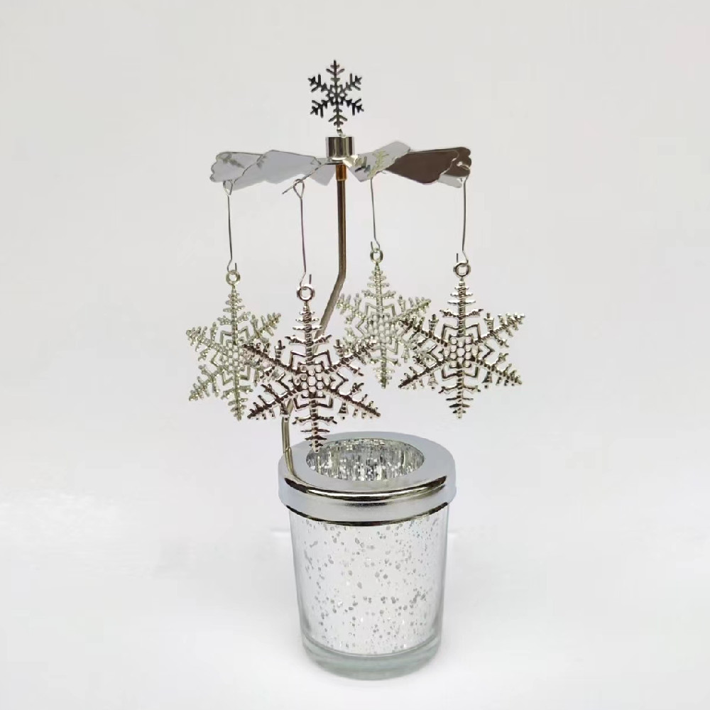 🔥ON SALE🔥2Pcs Rotating Christmas Snowflake Candle Holder