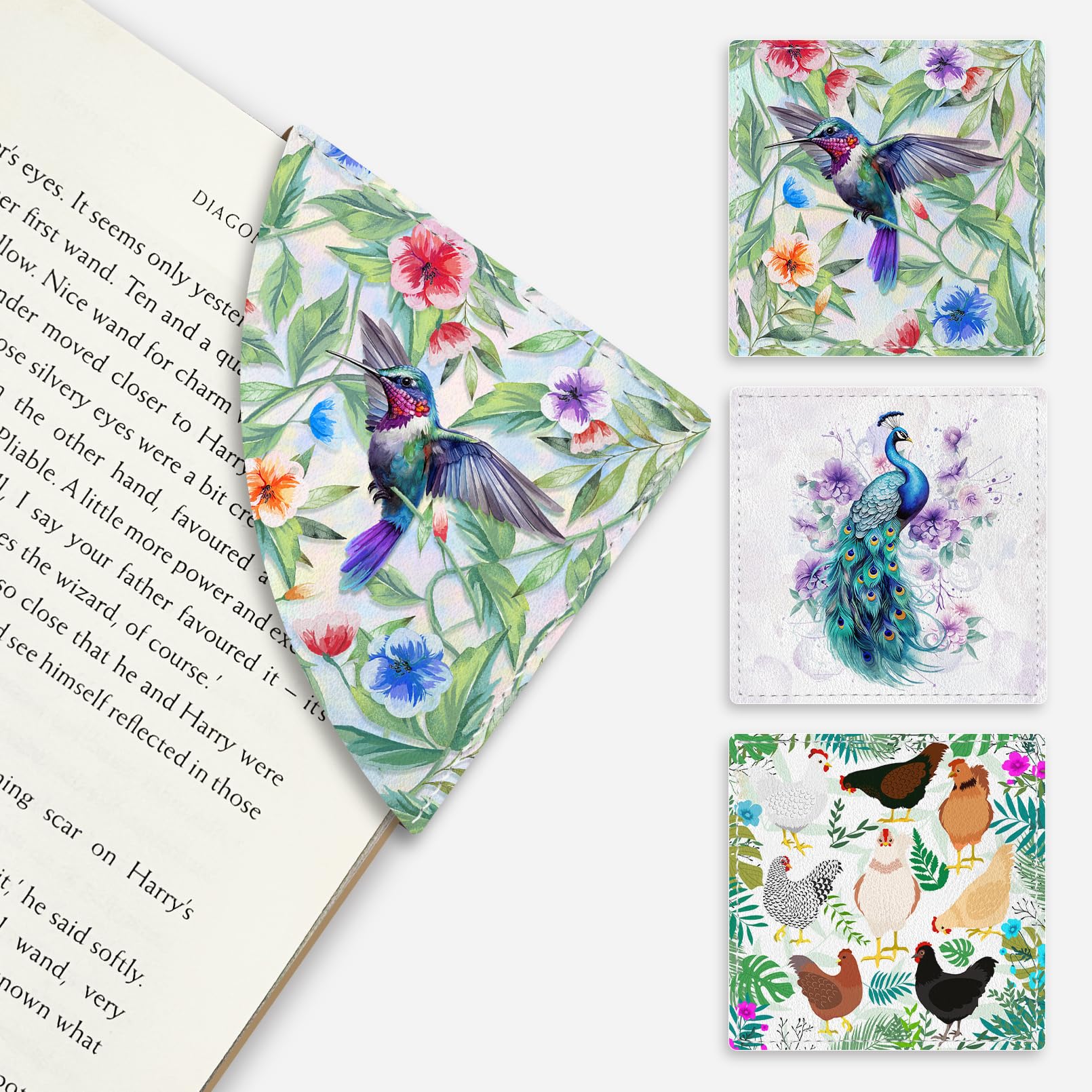 🔥ON SALE🔥3 Pcs Cute Black Cat Floral Corner Bookmarks - Funny Leather Book Accessories for Book Lovers