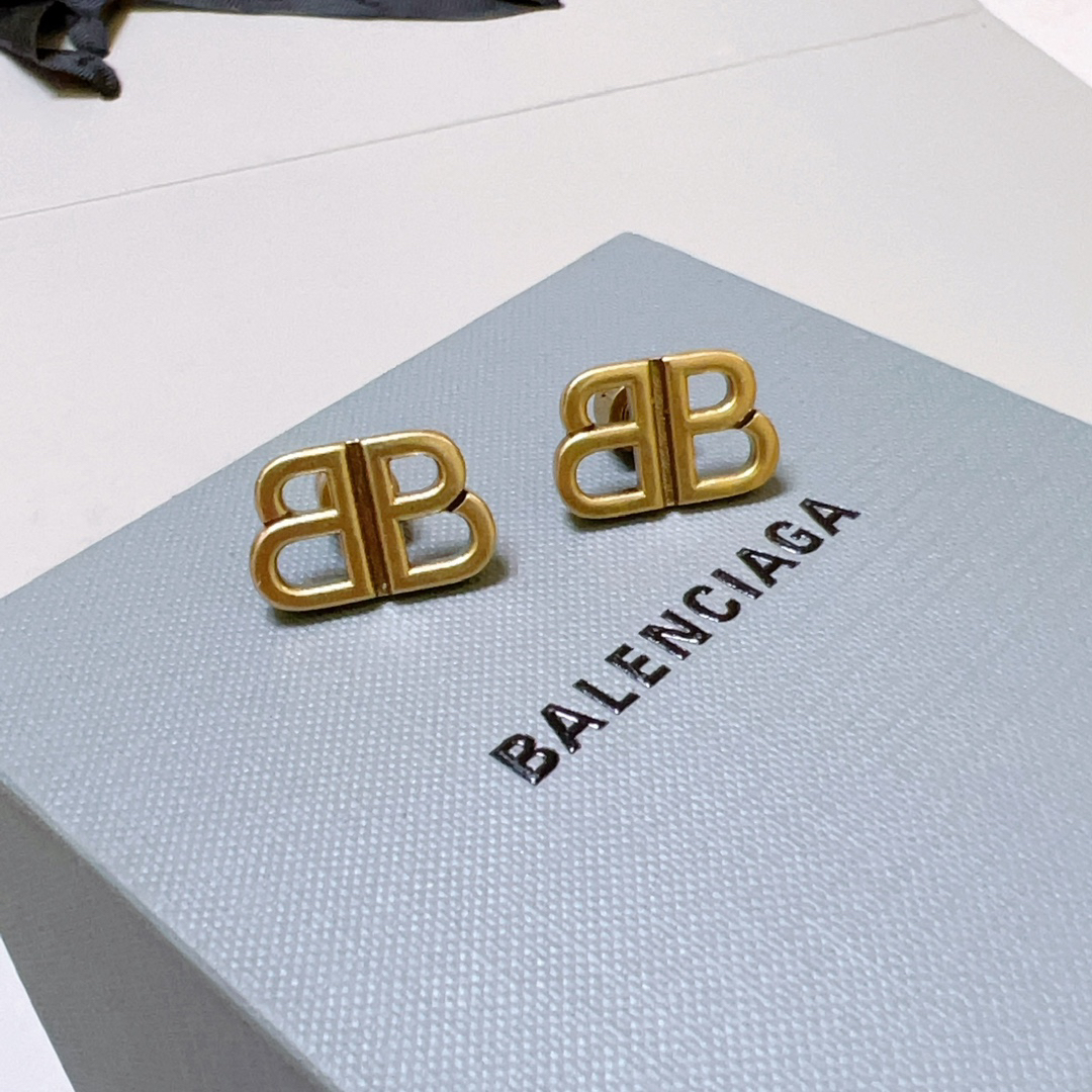 Balenciaga BB gold-tone earrings