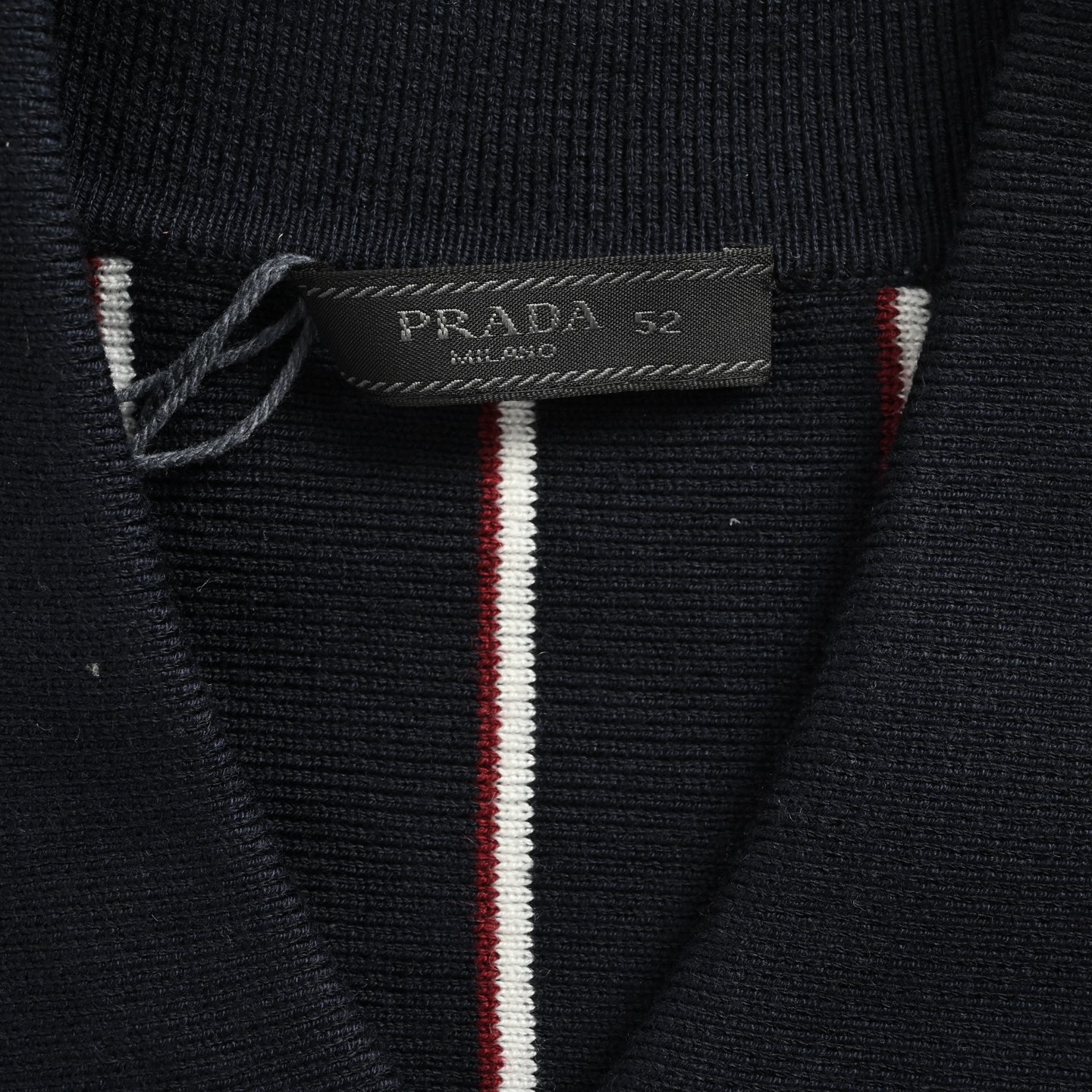 Prada 25Fw vertical stripe embroidery square neck knitted sweater cardigan coat