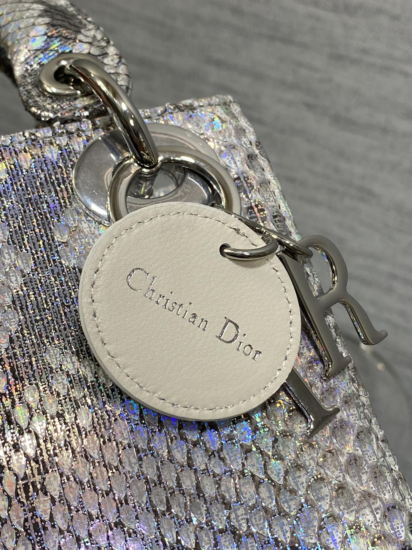 Dior Lady three-grid rare snakeskin Princess Diana bag