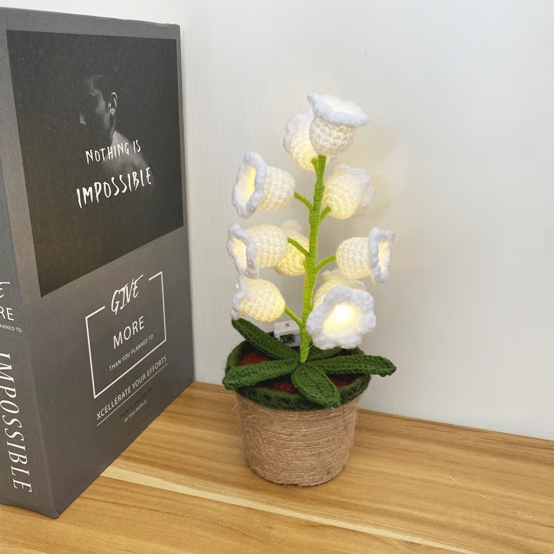 🔥 Hand - woven finished product of Lily of the Valley night - light potted plant