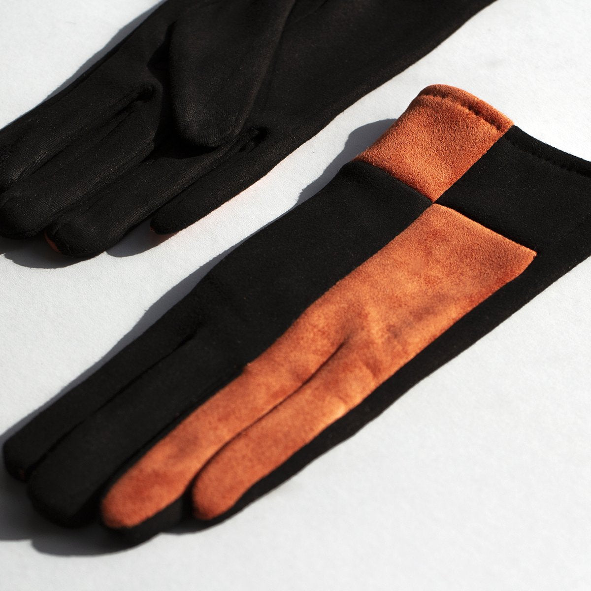 Harlequin Colourblock Suede Effect Gloves