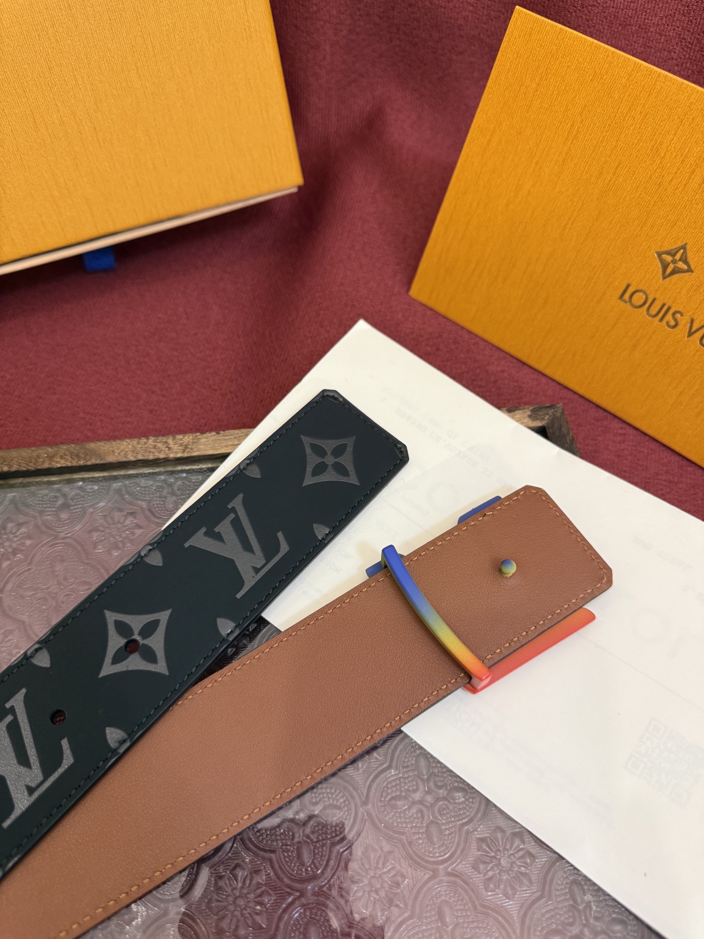 Louis Vuitton Classic Embossed Double-Sided Men's Belt 4CM Width