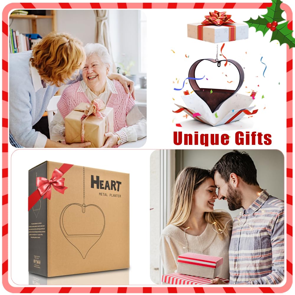 Metal Heart Shaped Hanging Planters for Indoor & Outdoor Plants